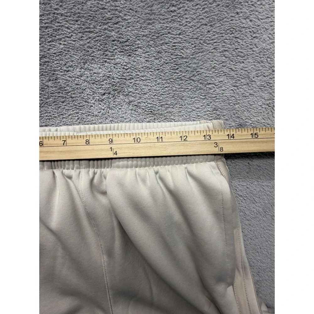 Adidas Pants Youth XL Beige Fleece Joggers Three Stripes Ankle Cuffed‎ Pull On